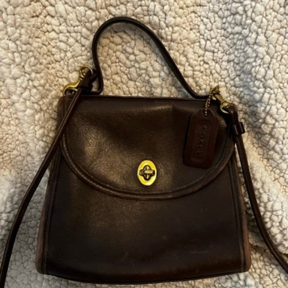 Coach Vintage Regina Kelly Mahogany Brown Leather Crossbody Bag style # J6C-9983